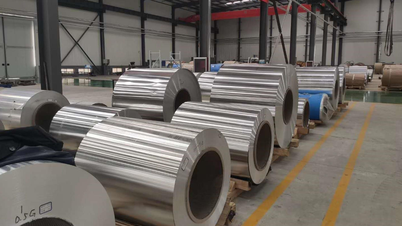 Aluminum coils stored in warehouse