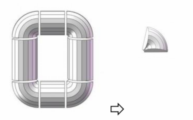 Calculation of the weight of the core of a three-dimensional coil
