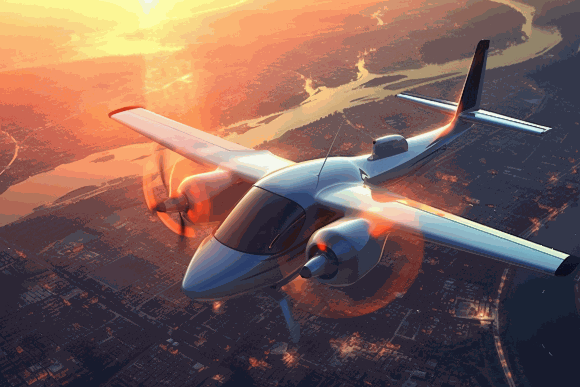 Electric aircraft in flight