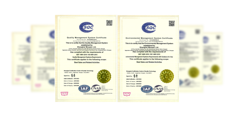MOOPEC quality certificates