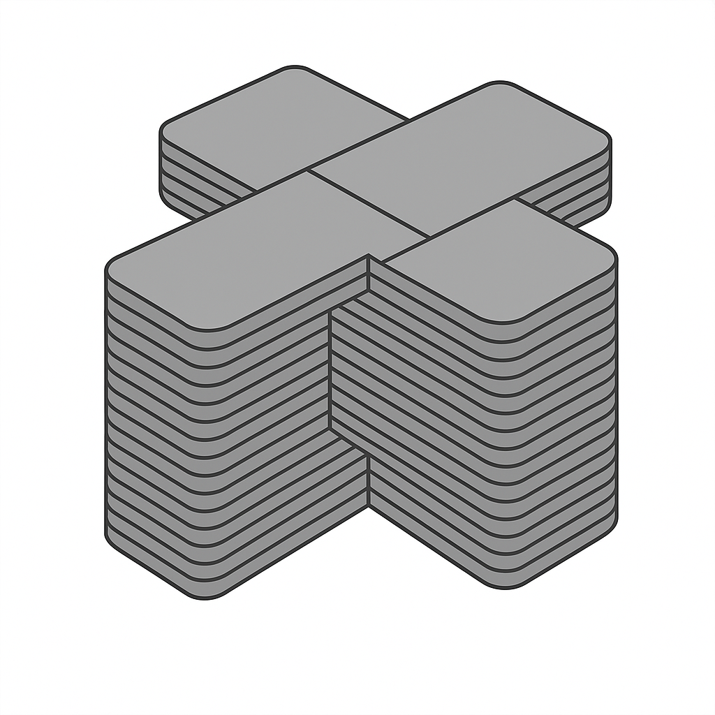Overlapping iron core