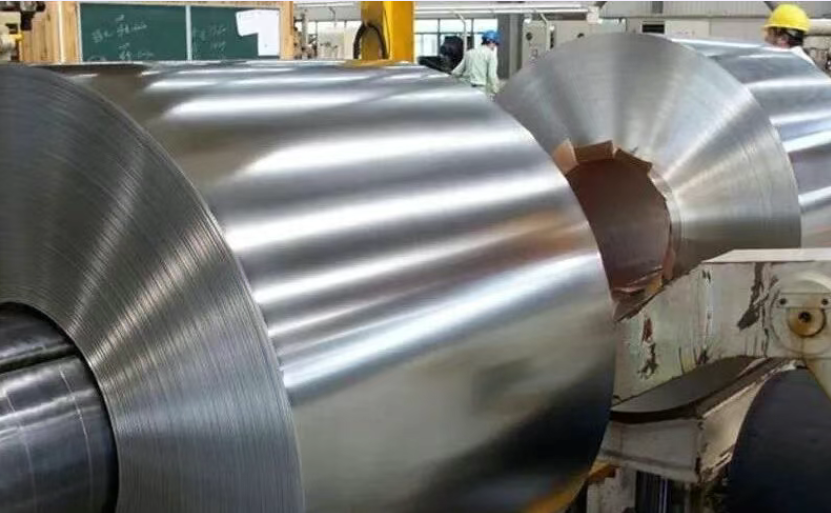 Silicon steel coils at production plant