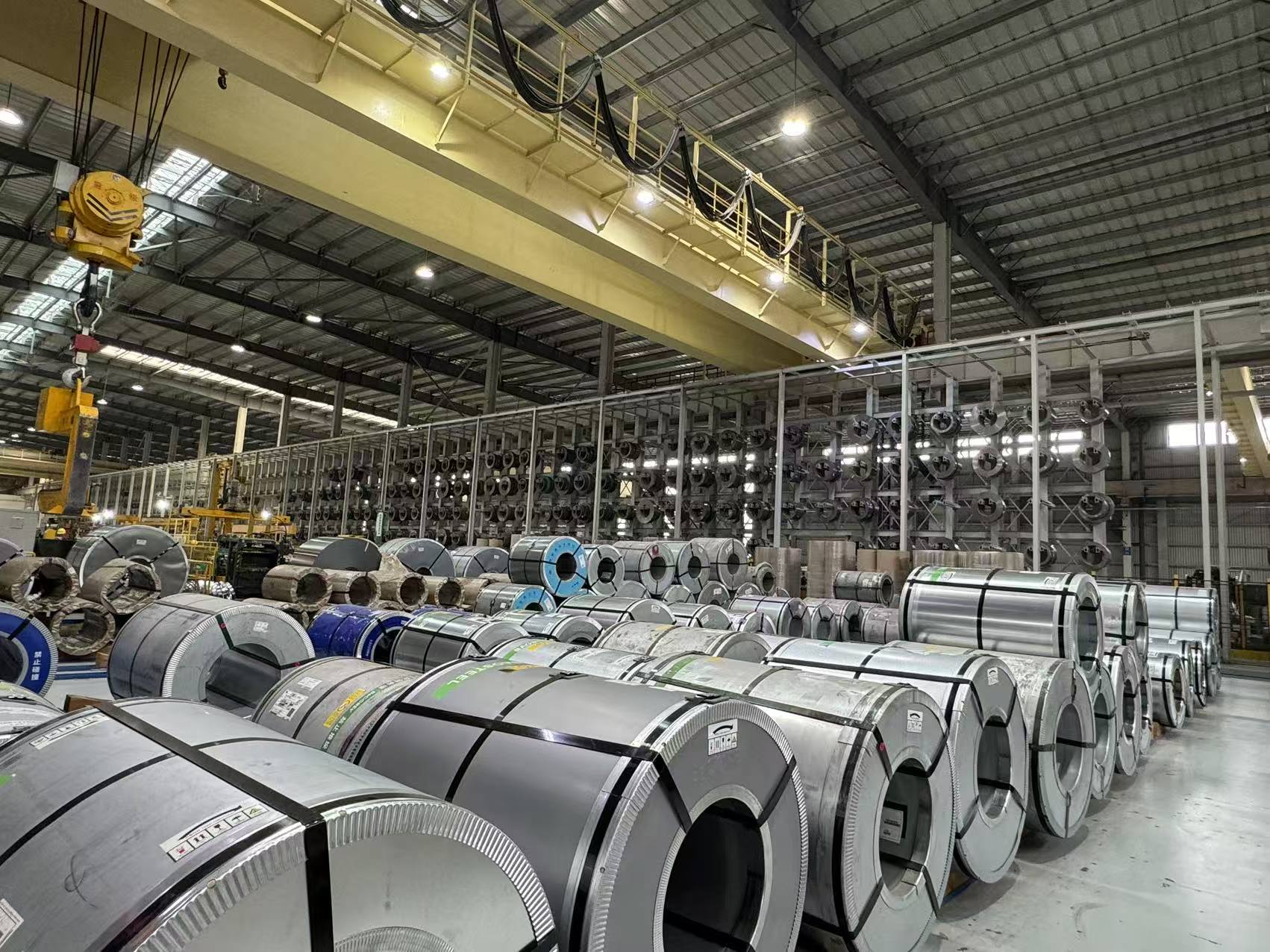 Steel coil warehouse with crane