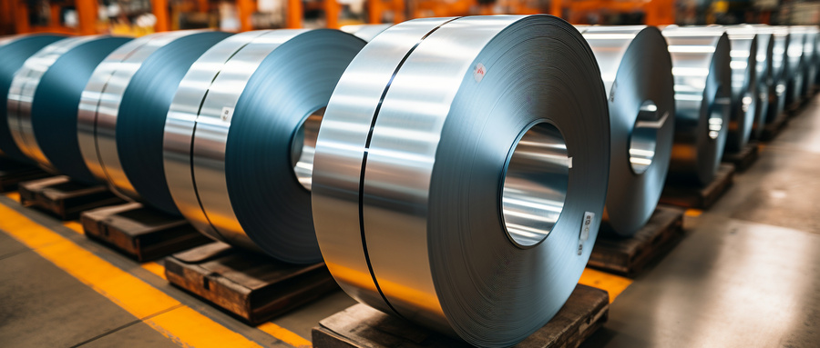 Steel coils in factory