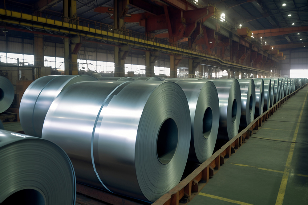 Steel coils in steel mill