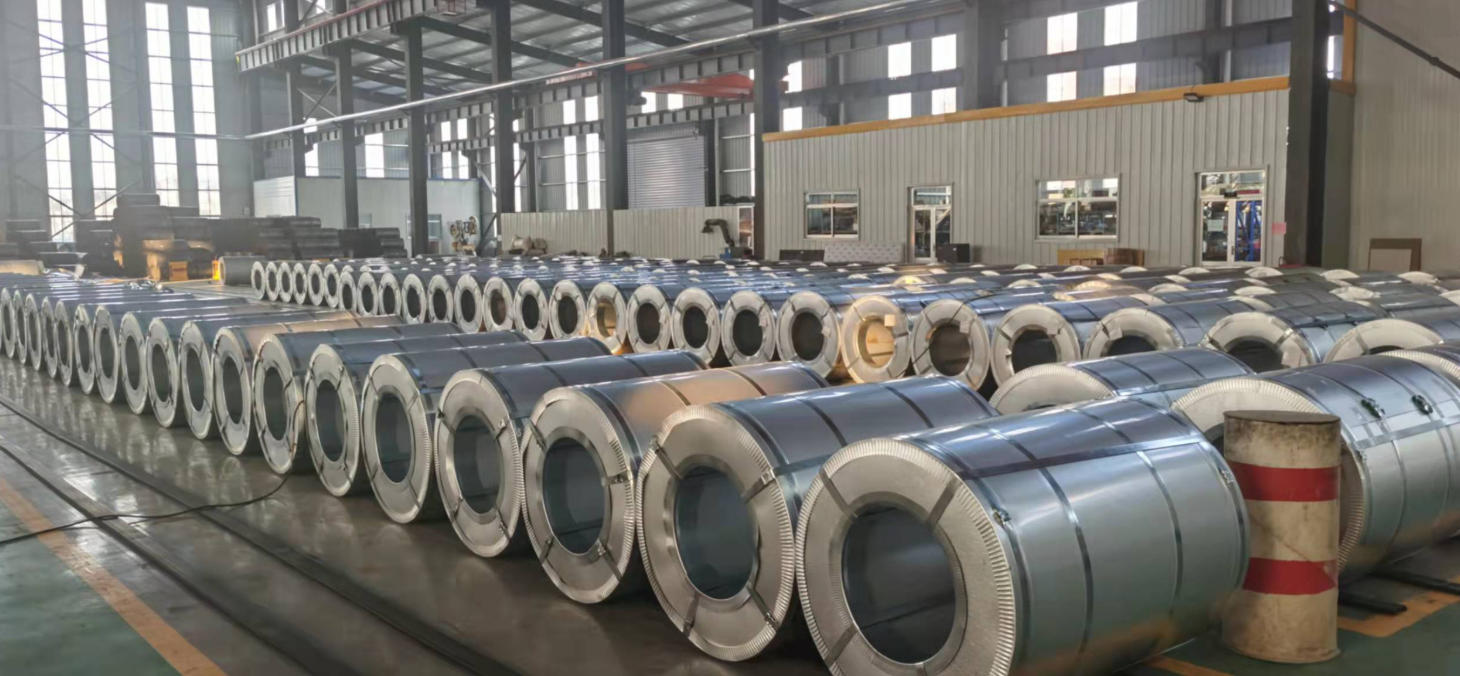 Steel coils in warehouse